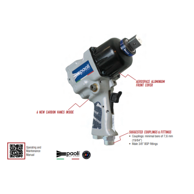 Clé à choc UHC (droite- gauche) carré 1" 9500 RPM / 1800 Nm PAOLI DP 177 SFE