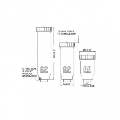 Bocal plastique AP RACING CP4709 pour maître cylindre - 7/16" X 20UNF Hauteur 96 mm Diamètre44mm (EX 2709 16)
