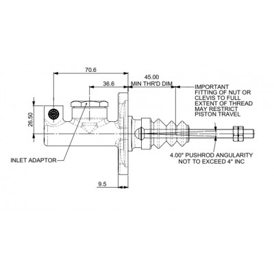 Maitre cylindre AP racing CP2623 Jaune Diamètre25,4mm tige en 5/16UNF CP2623-96PRT115