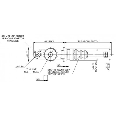 Maitre cylindre AP racing CP2623 Jaune Diamètre25,4mm tige en 5/16UNF CP2623-96PRT115